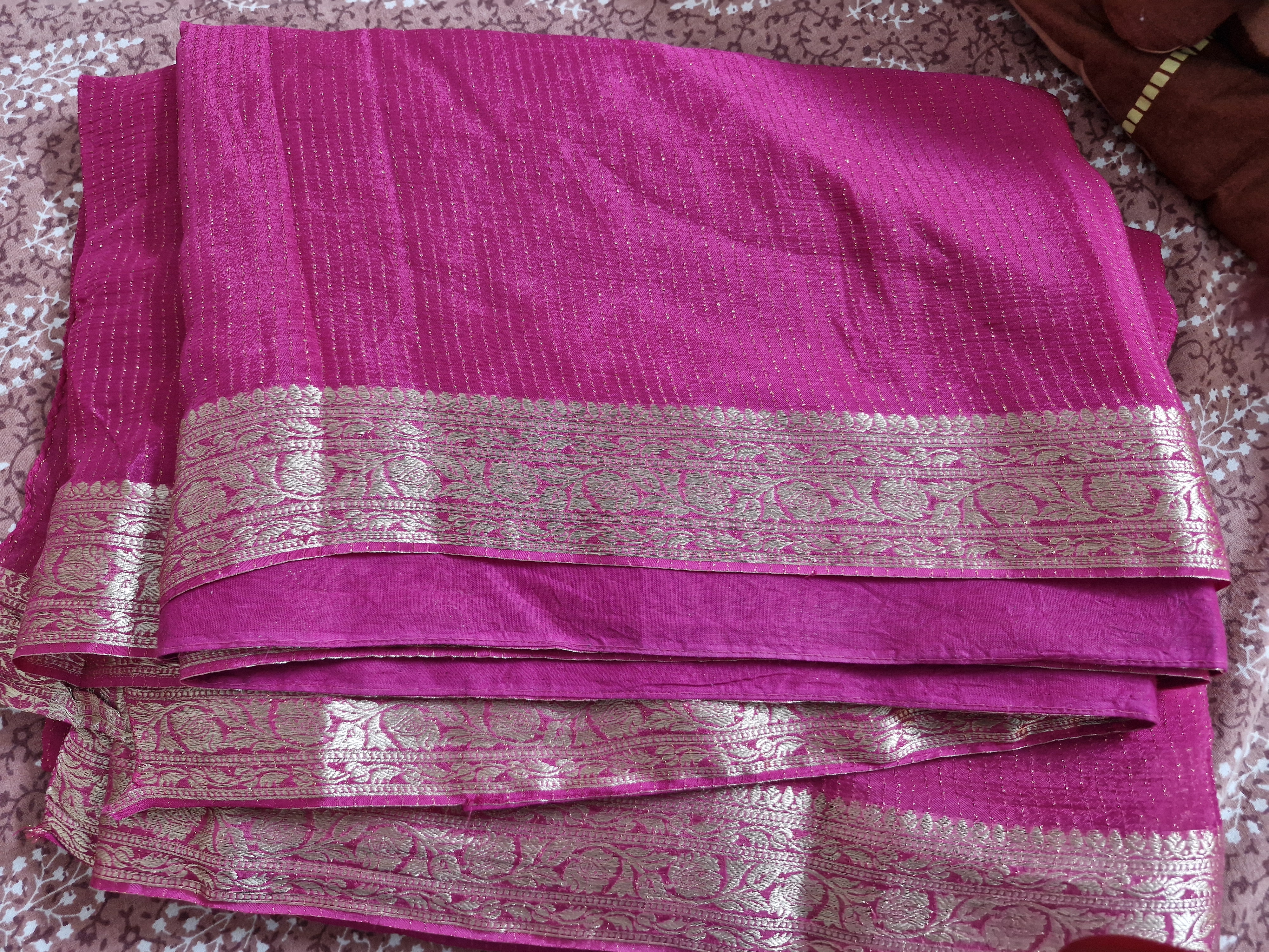 One time used crepe saree falls and pico done