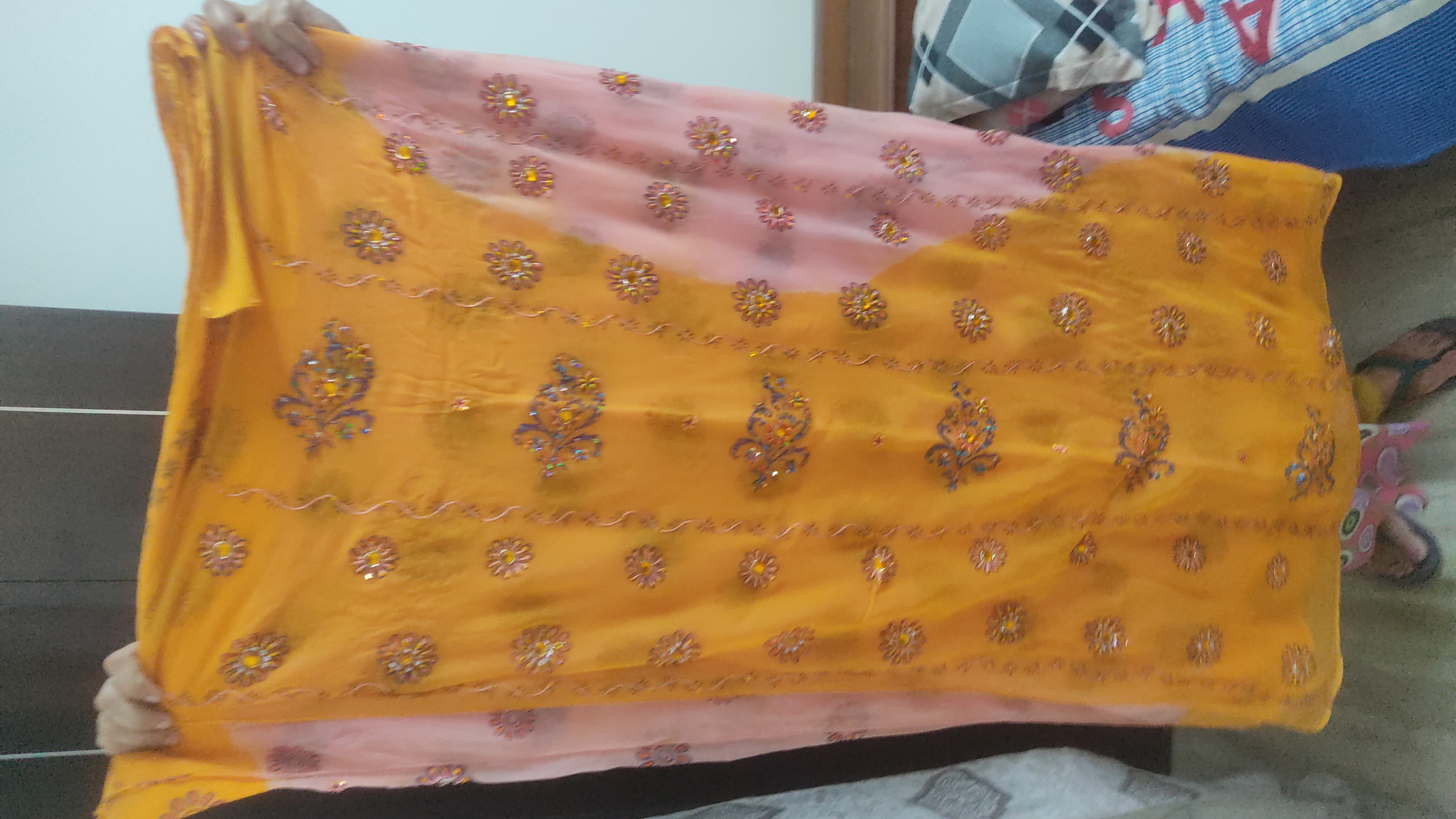 Silk saree orange coloured
