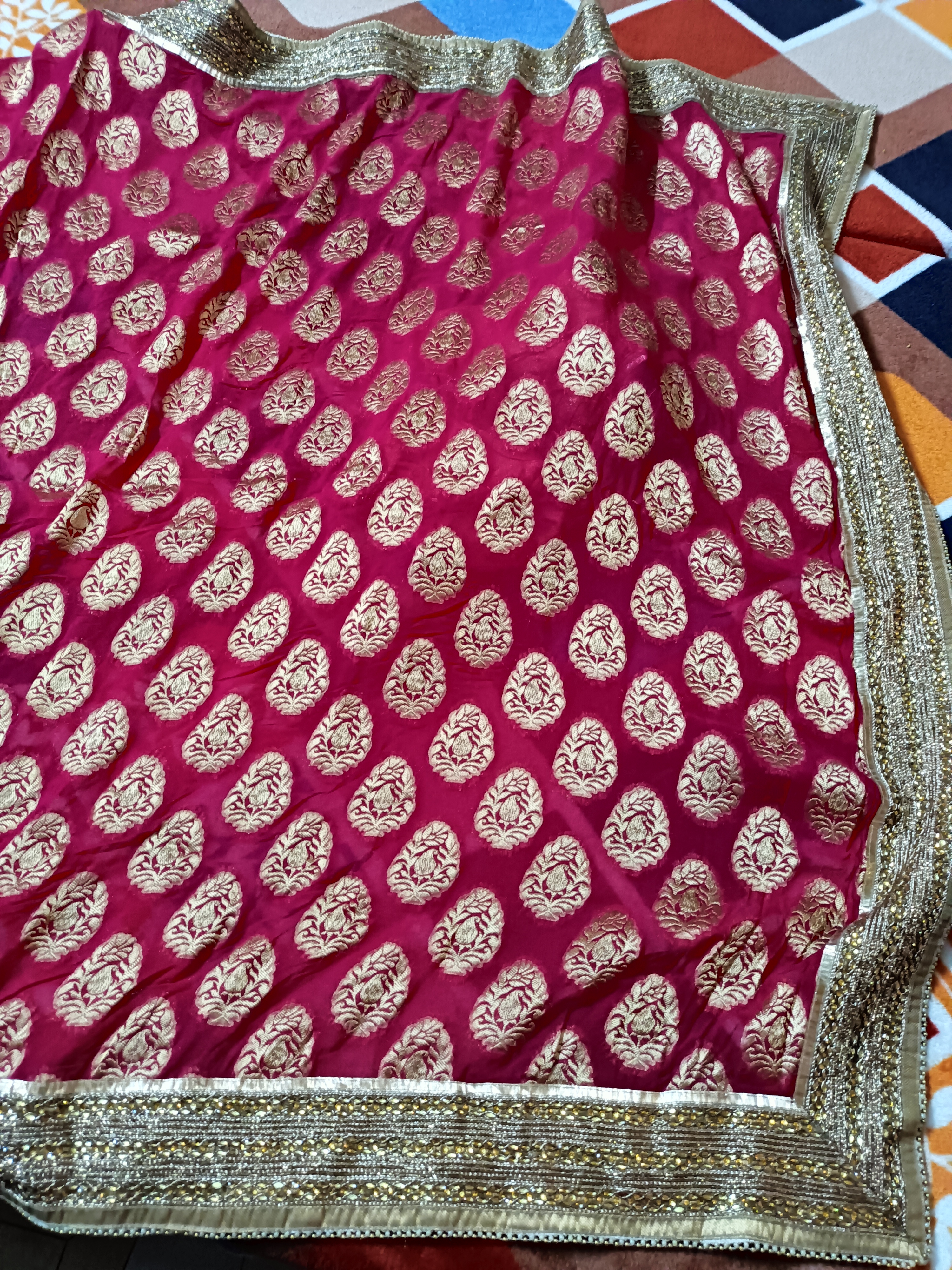 Red color Lehnaga saree