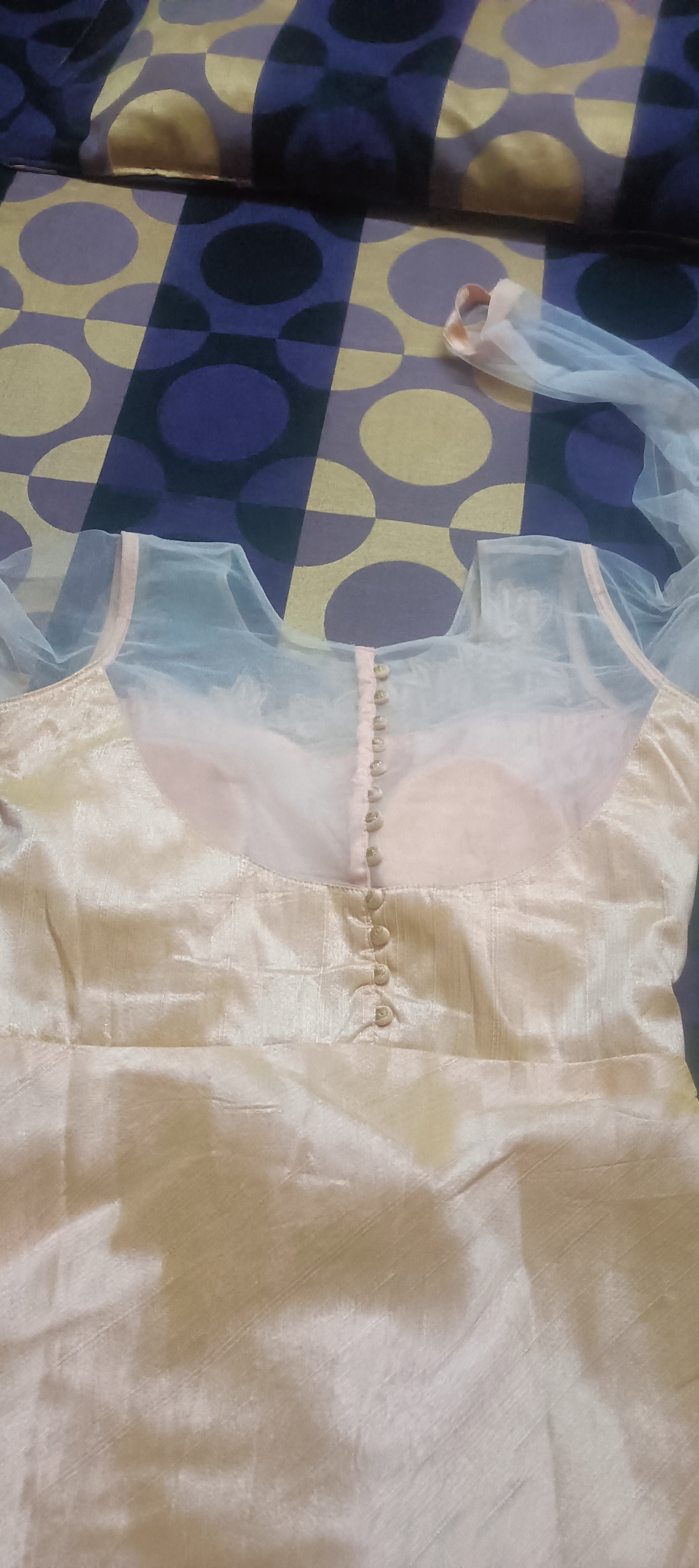 Peach color party wear gown with cancan