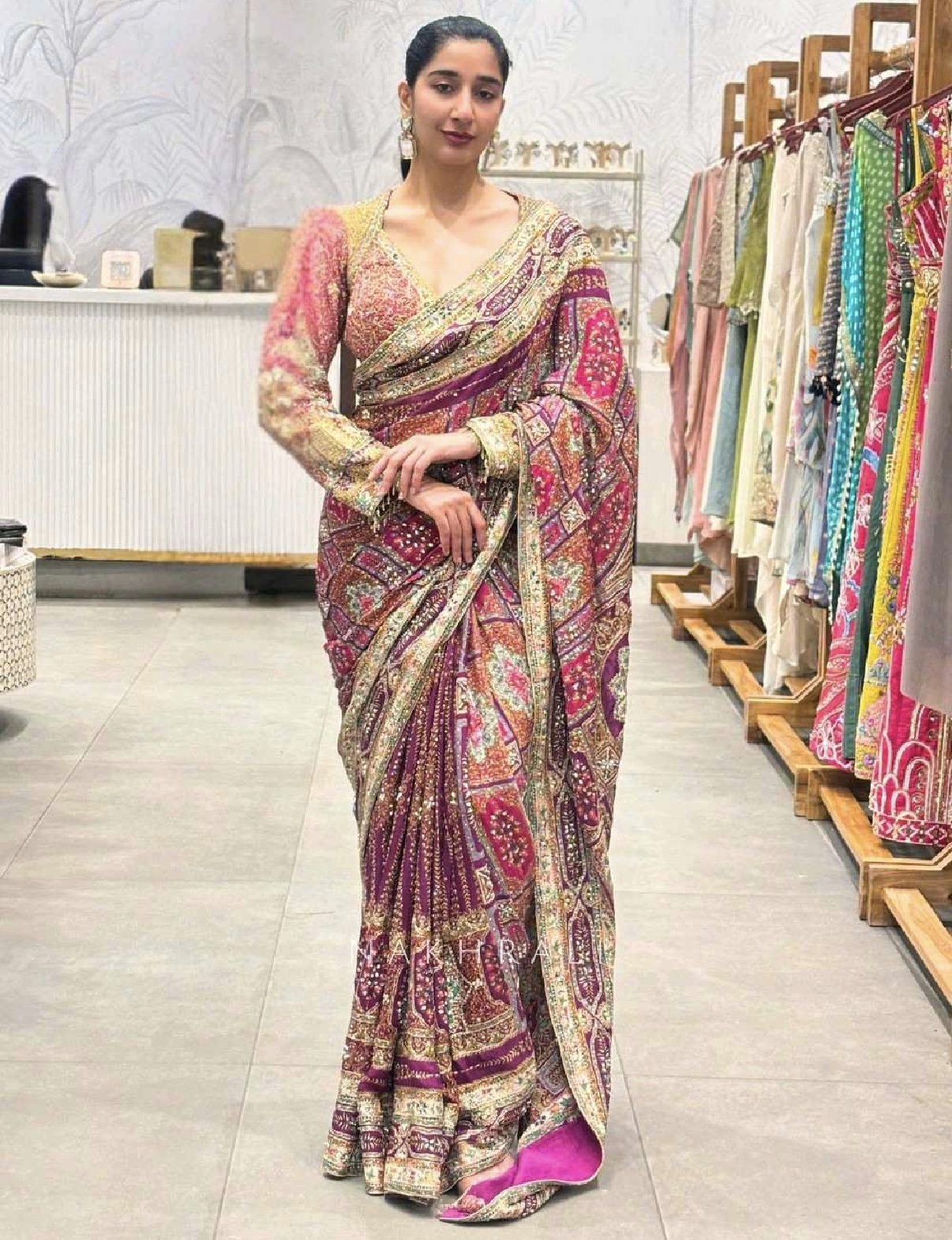 Mahnoor Pink Multicolor crepe saree Mahnoor Pink Multicolor crepe saree