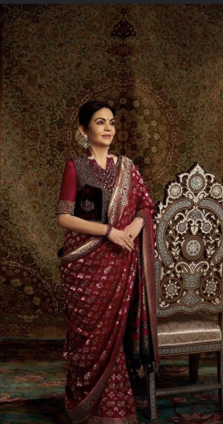 Elegant Wine-Maroon Pure Georgette Saree with Hand Zardozi Work by Manish Malhotra 