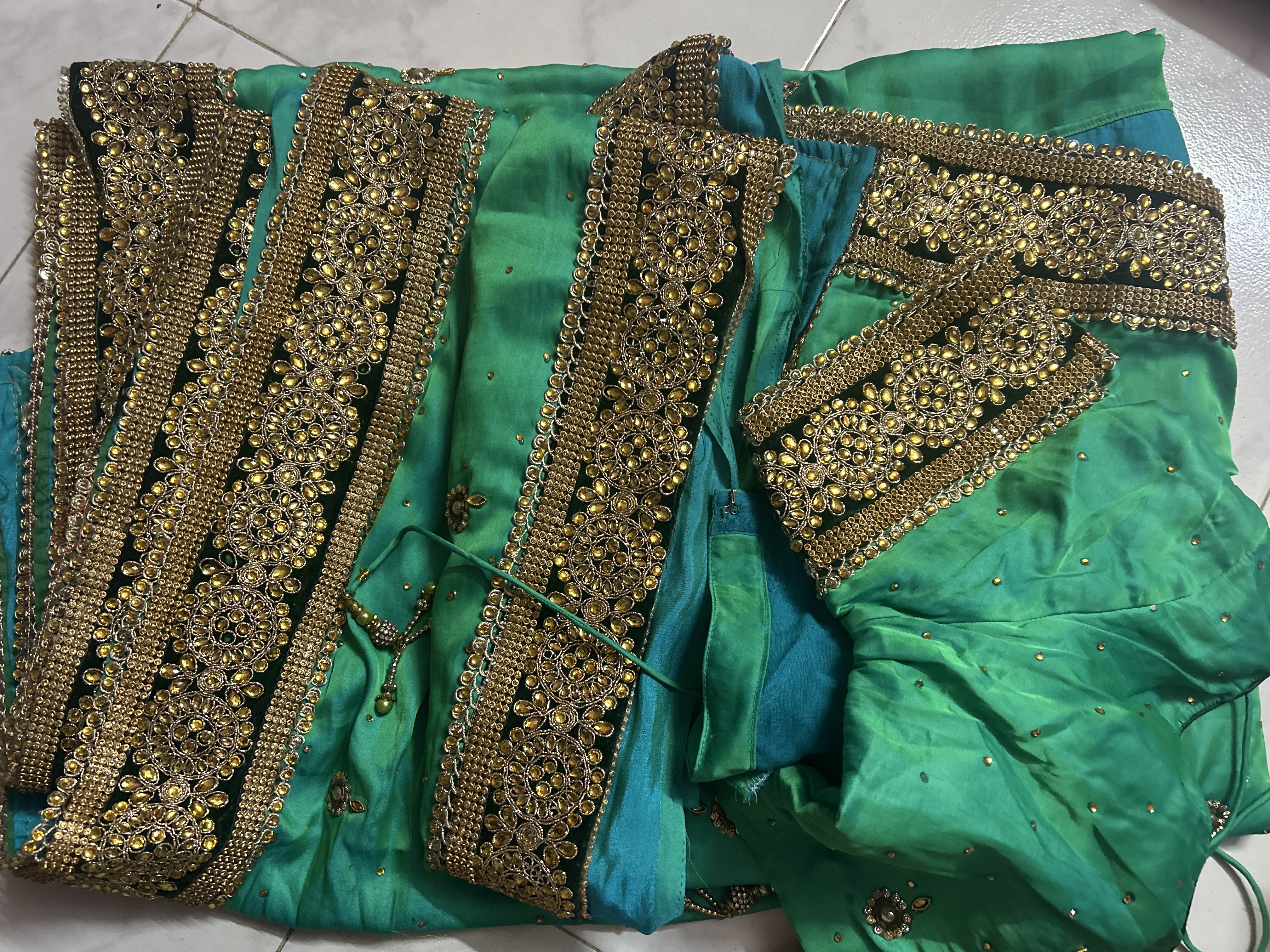 Satin heavy worked saree with blouse